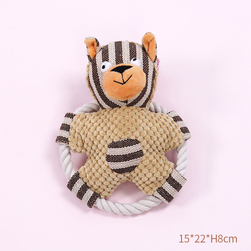 Pet Cotton Rope Toy Dog Sound Canvas Molar Teeth Cleaner Bite-resistant Rope Knot Training Dog Toys Dog Toothbrush Dog Toys