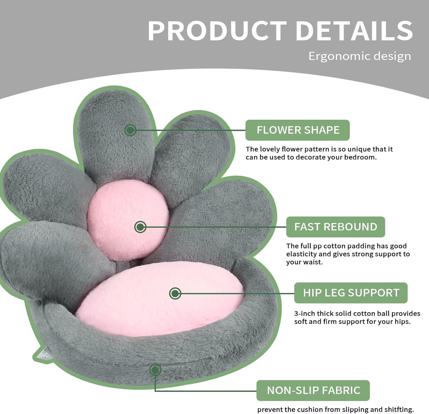 Round Nesting Cat Scratching Board Pet Nest Mat Flower Shape Seat Cushion Comfy Kawaii Gaming Chair Cushions 19 Inch Lazy Sofa Office Floor Pillow Cute Stuff For Gamer Bedroom Decor Grey