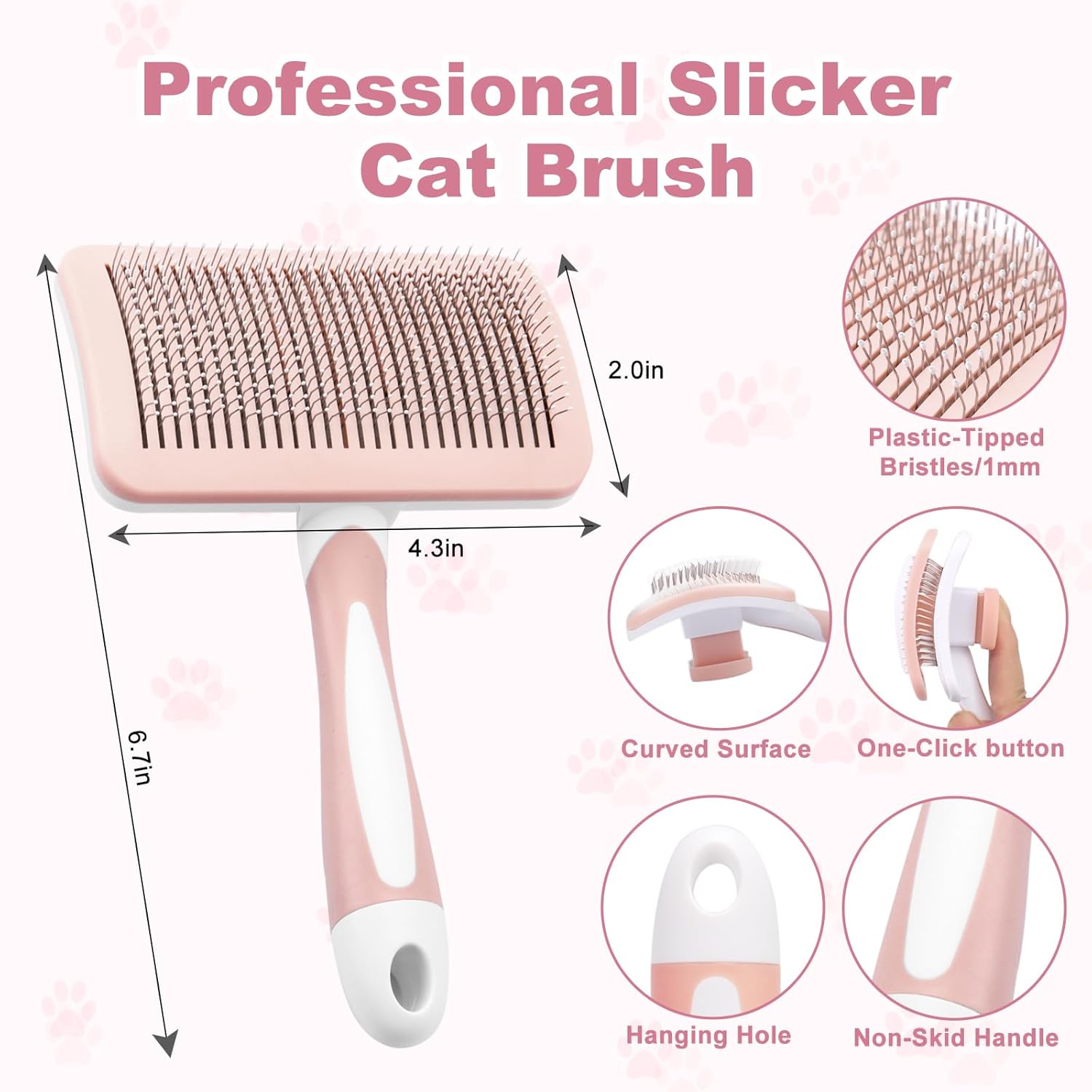 Pet Self Cleaning Slicker Brush Pet Hair Brush Dog Brush  Cat Brush For Shedding Hair Pet Hair Removal Tool Safe Massage Comb For Long  Middle-long, Short Hair